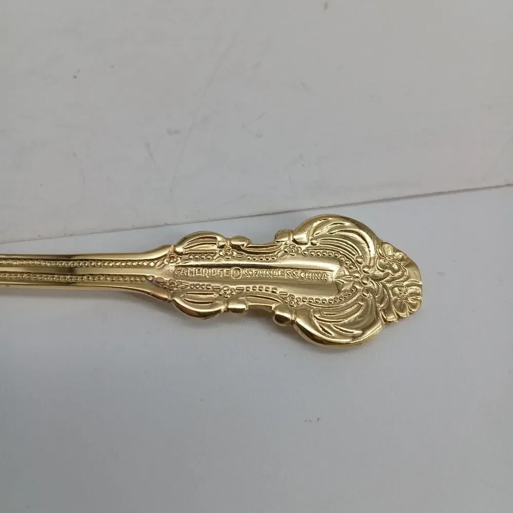 10X Tbsp Cambridge Gold Royal Fashion Table Spoons Flatware